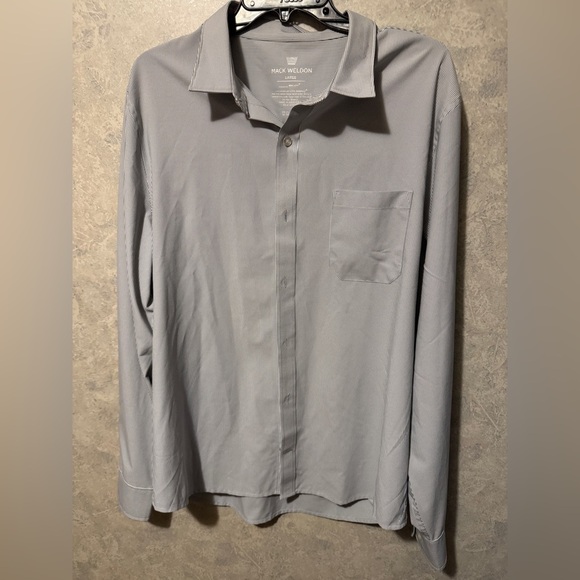 Mack Weldon Shirt Mens Large Gray Stripe Seawool Button Up Long Sleeve - Picture 1 of 5